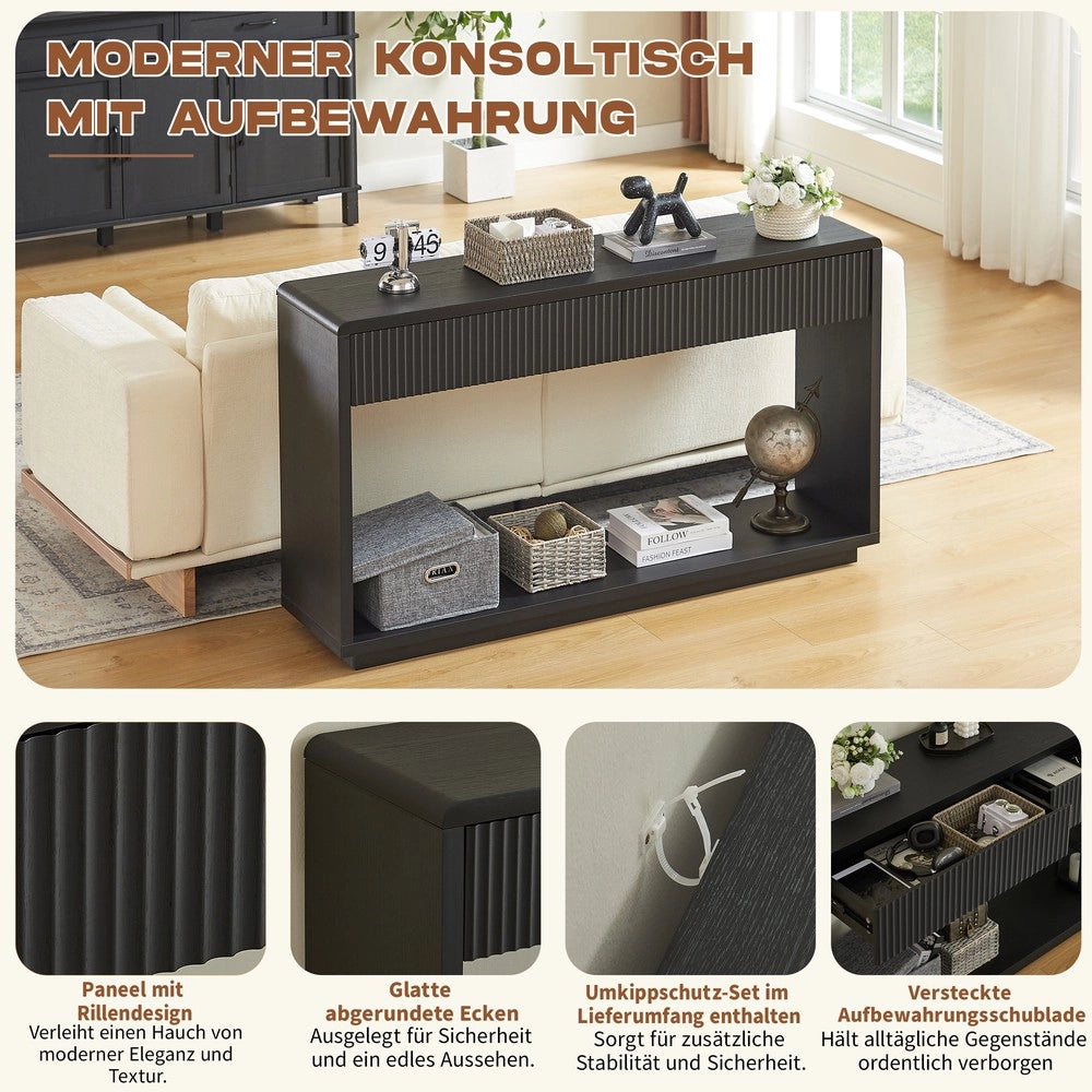 Consolle da Ingresso ¨C Minimal ¨C Nero 2 cassetti ripiano 150 cm