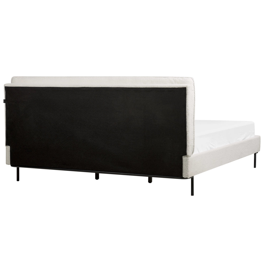 Letto a doghe Bianco Bouclè Imbottito 180 x 200 cm EU Matrimoniale Design Moderno