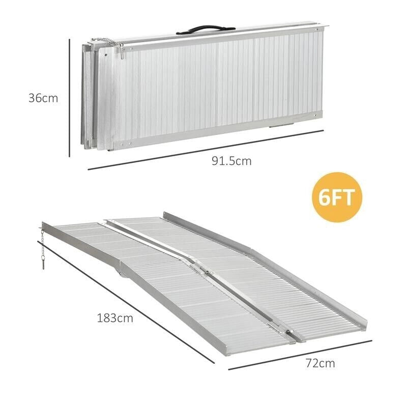 RAMPA PER SEDIA A ROTELLE IN LEGA DI ALLUMINIO ANTISCIVOLO CAPACITÀ 272KG, 183X72X5CM