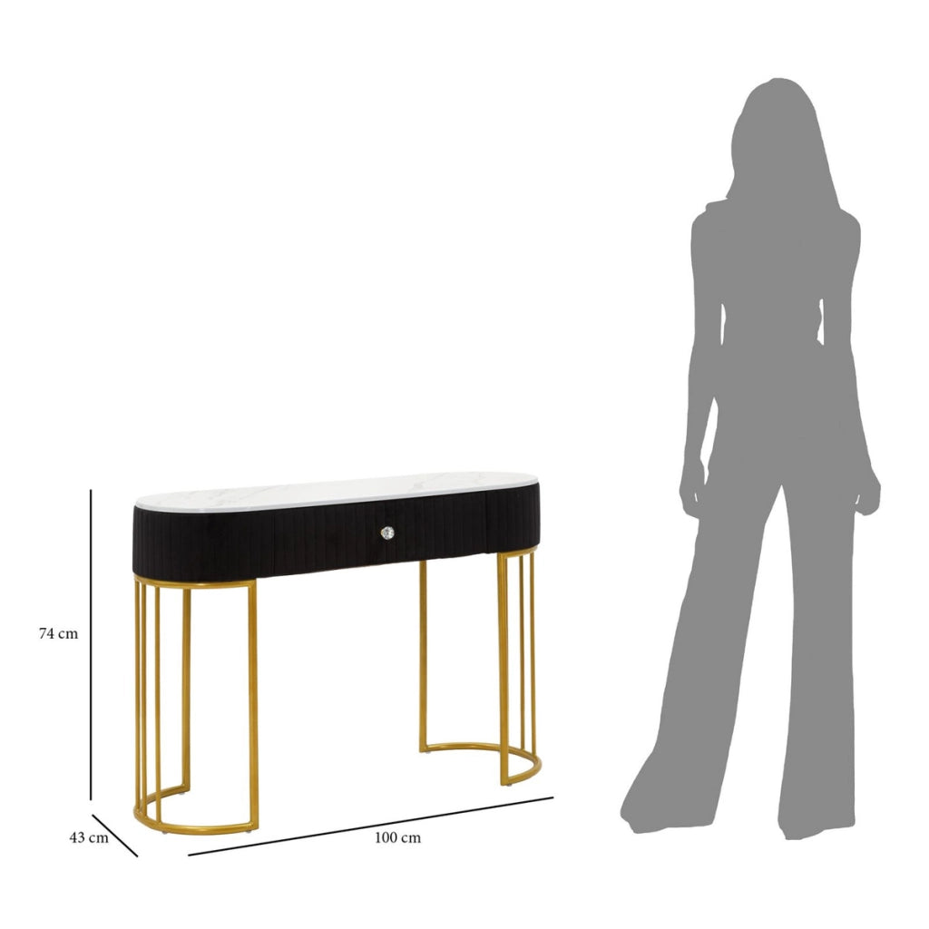 Tavolo Consolle VKH614, Nero, Legno, 100x43x74 cm