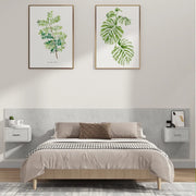 Testiera Letto con Comodini-Testiera con Contenitore in Legno Multistrato Grigio Cemento 247520