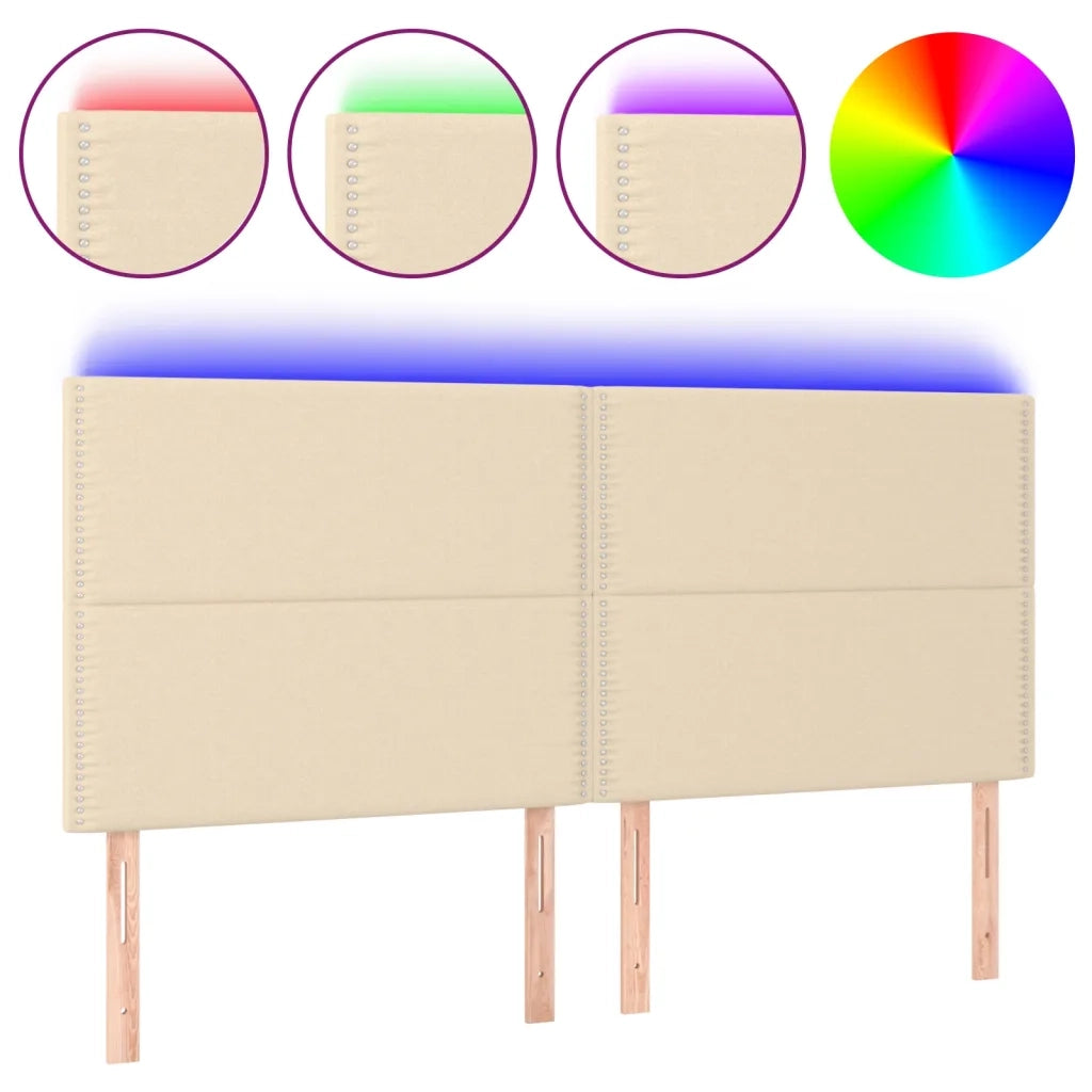 Testiera a LED Crema 180x5x118/128 cm in Tessuto