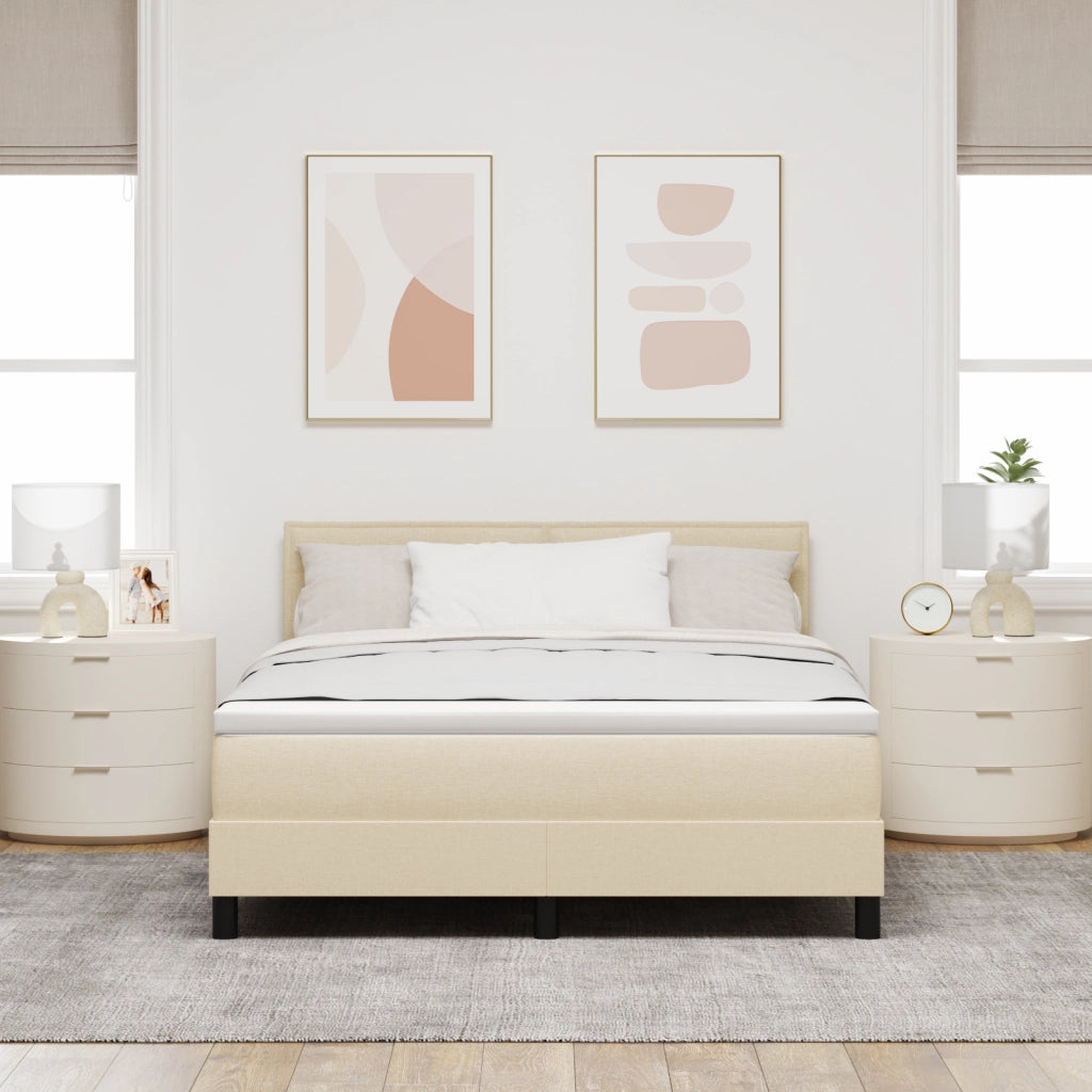 Letto a Molle con Materasso e LED Cream 140x190 cm in Tessuto
