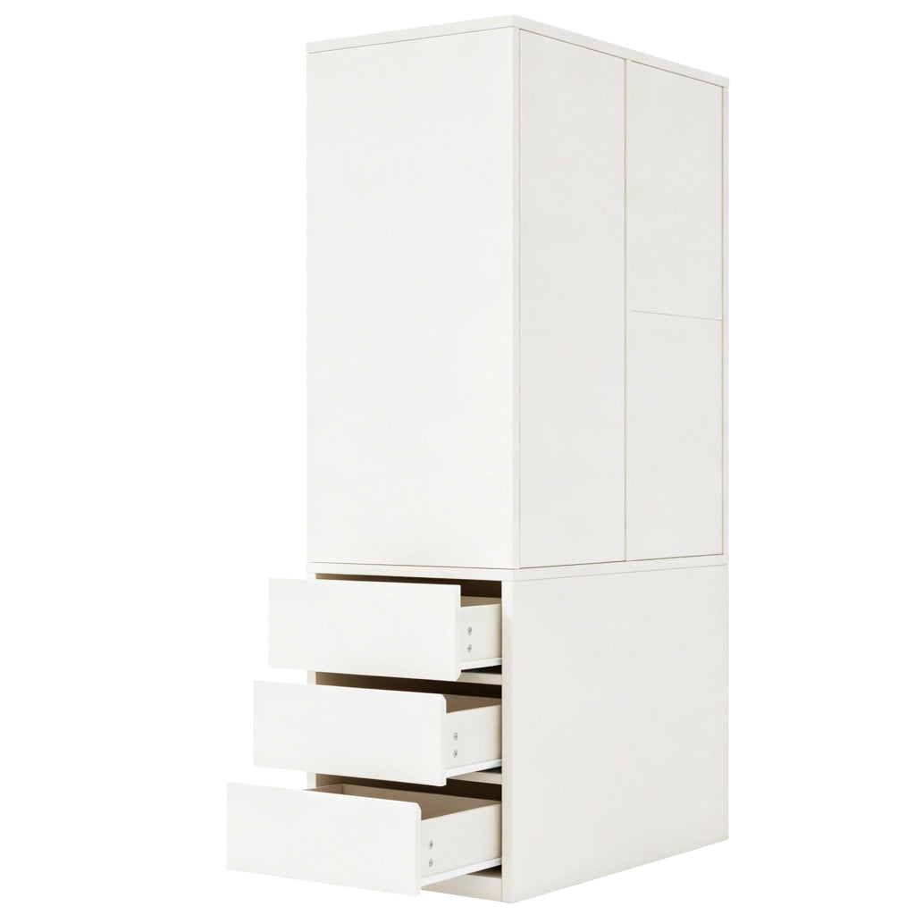 Armadio con ripiani, cassetti e asta appendiabiti 70 x 50 x 170 cm, colore bianco