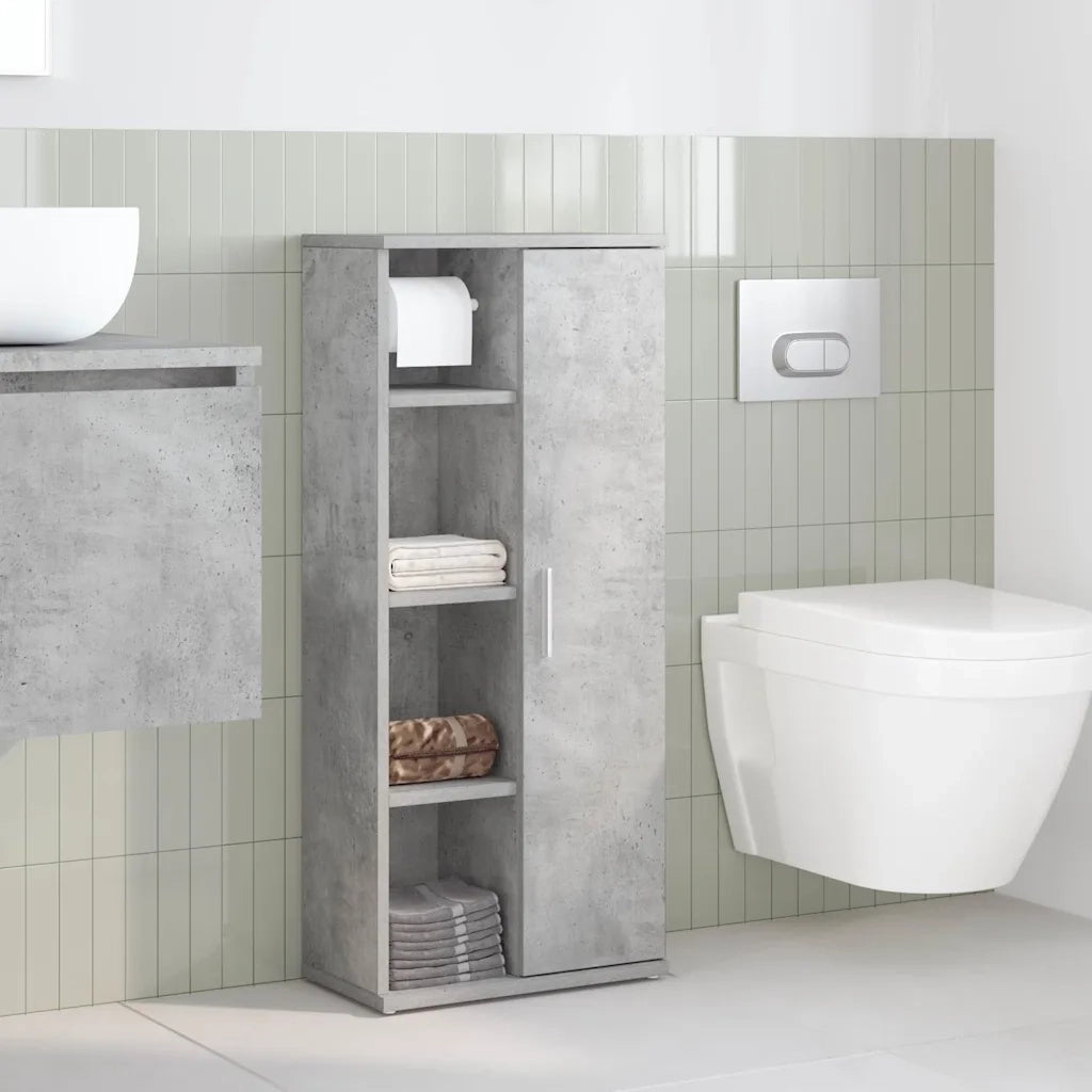 Mobile da Bagno con Portarotolo Grigio Cemento 39x22x90 cm 858527