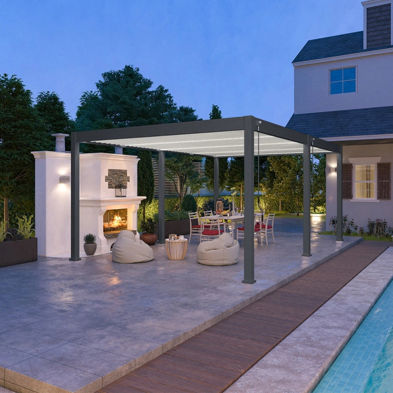 Pergola bioclimatica Ombréa VS autoportante 4x6M - Antracite/bianco