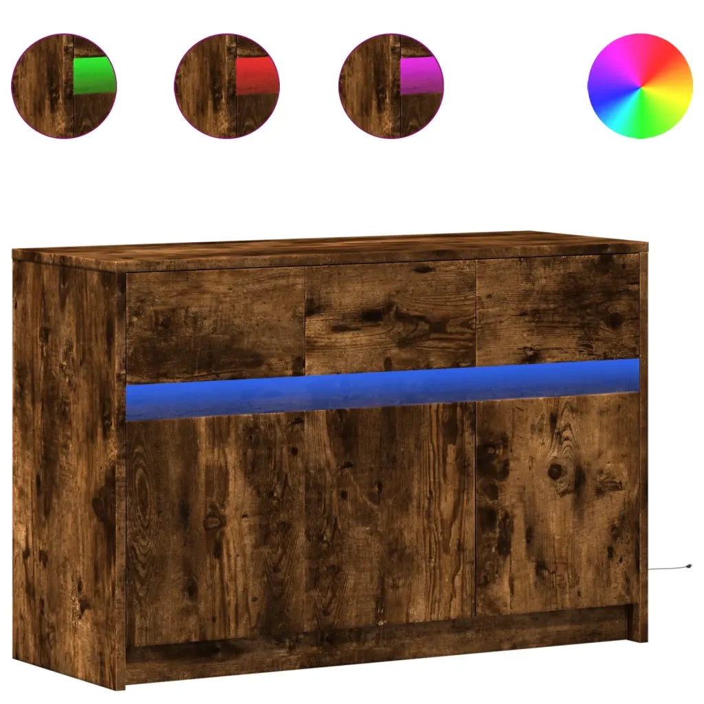 Mobile Porta TV con LED Rovere Fumo 91x34x61 cm in Truciolato 852184