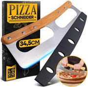 Snipper per pizza in acciaio inossidabile - Pizzames con manico di bambù - Taglieri per pizza - Lama affilata - Protezione del lama - Manico robusto