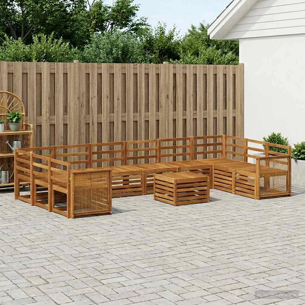 Set di divani da esterno 8 pz Naturale Legno di Acacia Massello 3384925