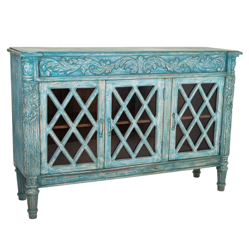 Credenza in legno blu 148x44x100