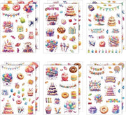Sticker per Festa di Compleanno - 12 Foglietti Sticker per Carte di Auguri e Decorazione DIY (6 Stili)