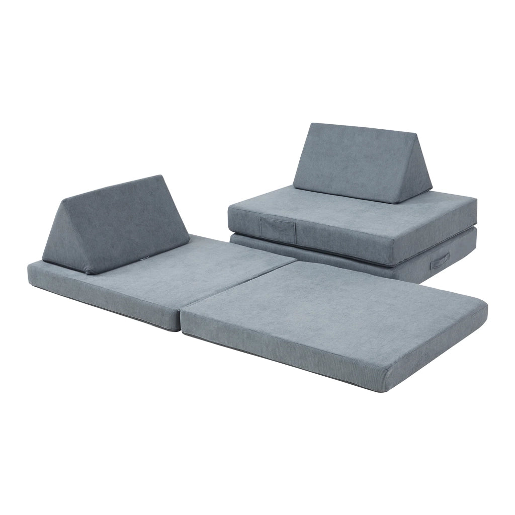 Set divano e poltrona da gioco in velluto a coste 5 pezzi 150 x 66 x 46 cm grigio 03_0009147