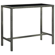 Tavolo da Bar per Esterni Grigio 130x60x110cm Polyrattan Vetro 313462