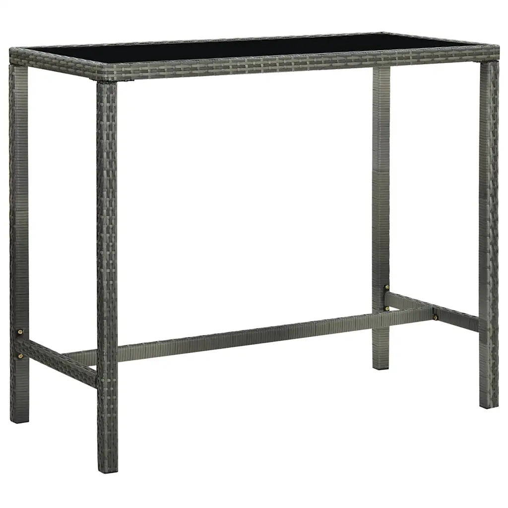 Tavolo da Bar per Esterni Grigio 130x60x110cm Polyrattan Vetro 313462