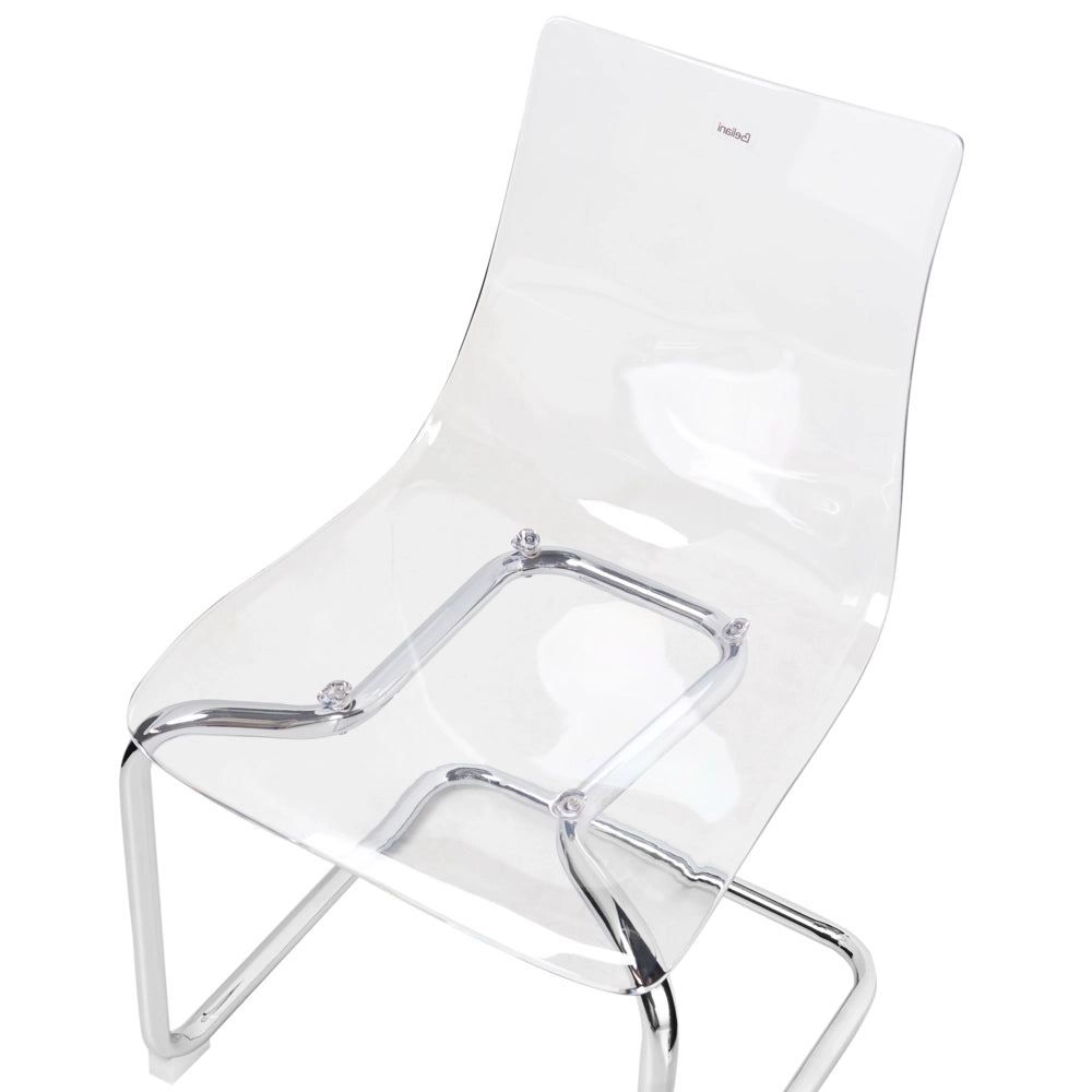 Set di 2 sedie da pranzo con seduta in plastica trasparente a sbalzo stile moderno
