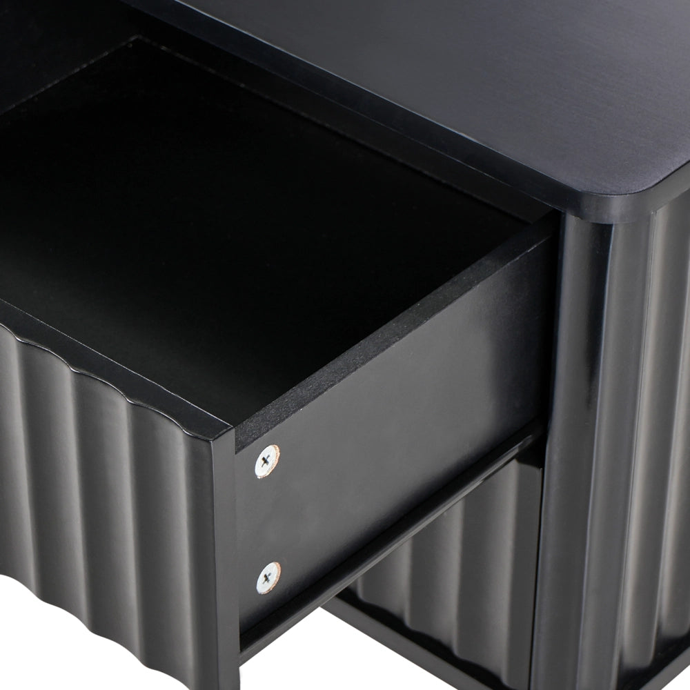 Comodino con 2 cassetti Nero stile moderno