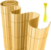 Tende a privato 1,4x3m PVC a forma di V per separazione di giardino e schermo per balcone resistente al vento e al tempo, resistente ai raggi UV per giardino e terrazza, in bambù.