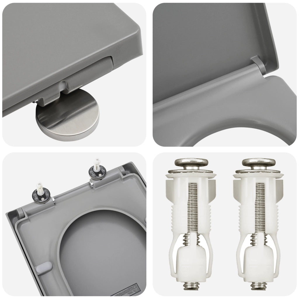 Sedile per Toilette con Rilascio Rapido e Soft Close Duroplast Grigio di