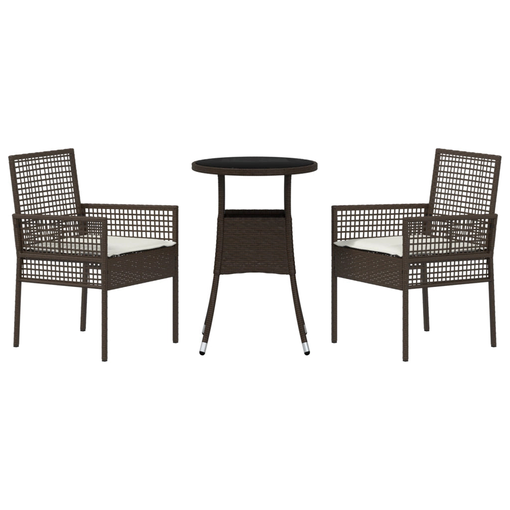 Set da Pranzo da Giardino 3 Pezzi Marrone in Rattan Polietilene