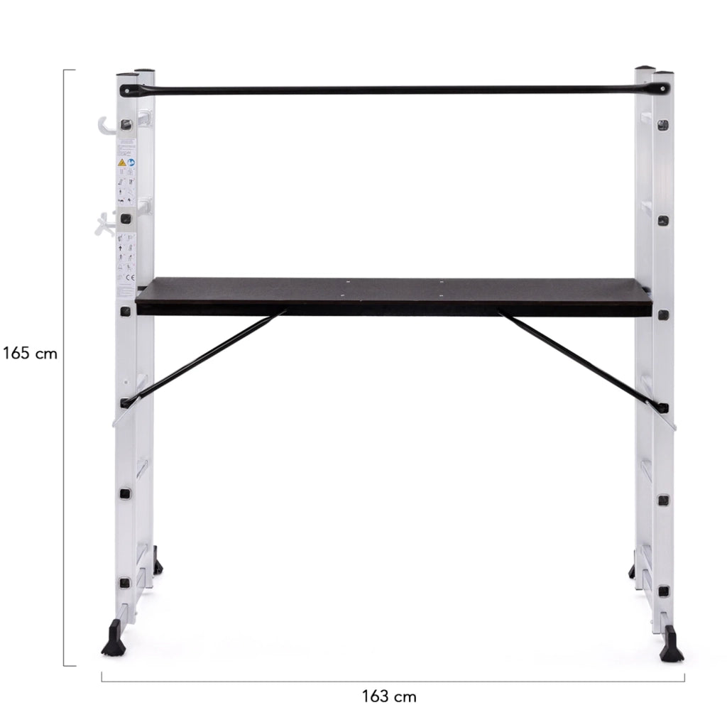 IDMarket - Ponteggio a scala multiuso in alluminio con piattaforma modulare su ruote, altezza 165 cm