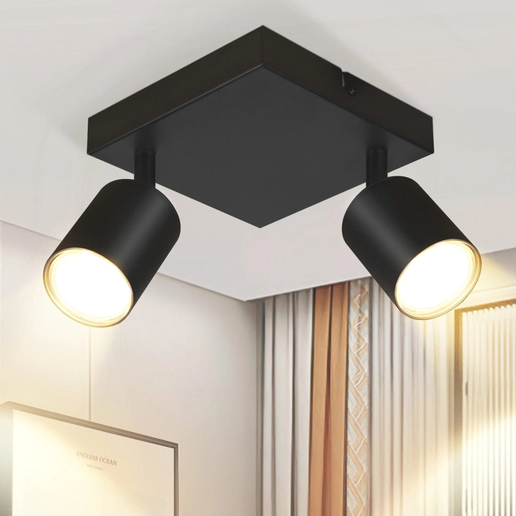 ZMH Faretto da soffitto 2 fiamme GU10 lampada da soffitto moderna parete orientabile 330° soggiorno