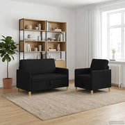 Set di Divani con Storage 2 pcs Nero Poliestere 3429150