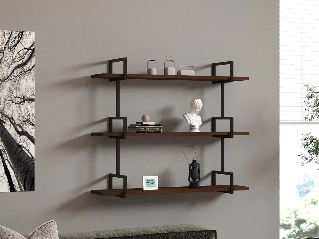 Mensola da parete in legno "Uras" - 87 x 22 x 76 cm - Noce