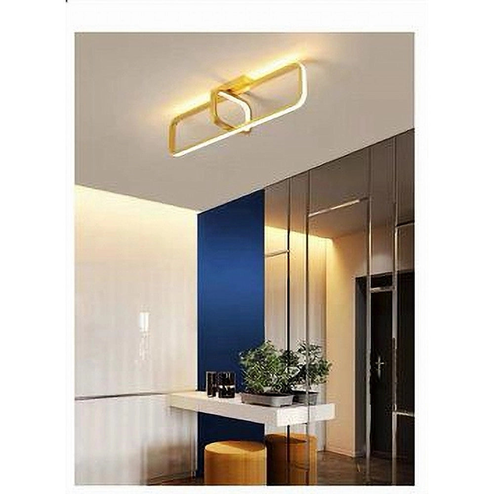 Trade Shop - Plafoniera Led 32 W Rettangolare Oro Design Moderno Lampadario A Soffitto 50224 -