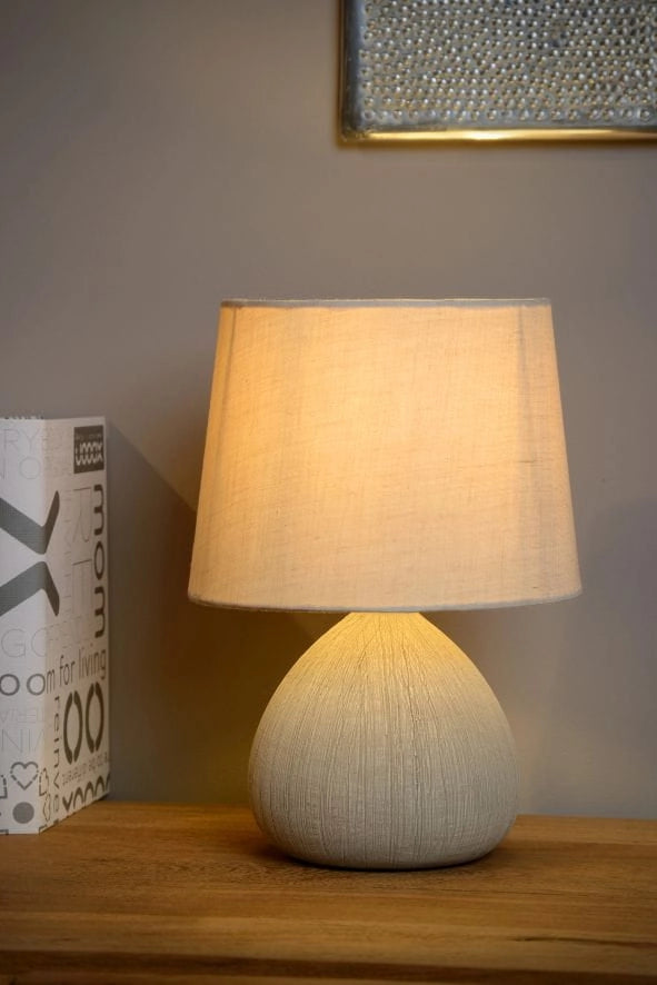 Lampada da tavolo Lucide Ramzi beige ceramica E14 40W