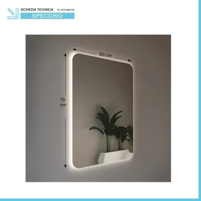 Specchio reversibile 70x80 illuminazione perimetrale LED e spessore 4 mm