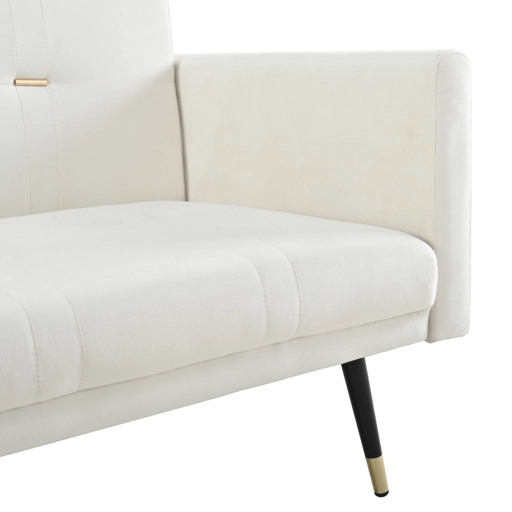 Divano letto 2 posti - con schienale regolabile e funzione letto - in velluto beige