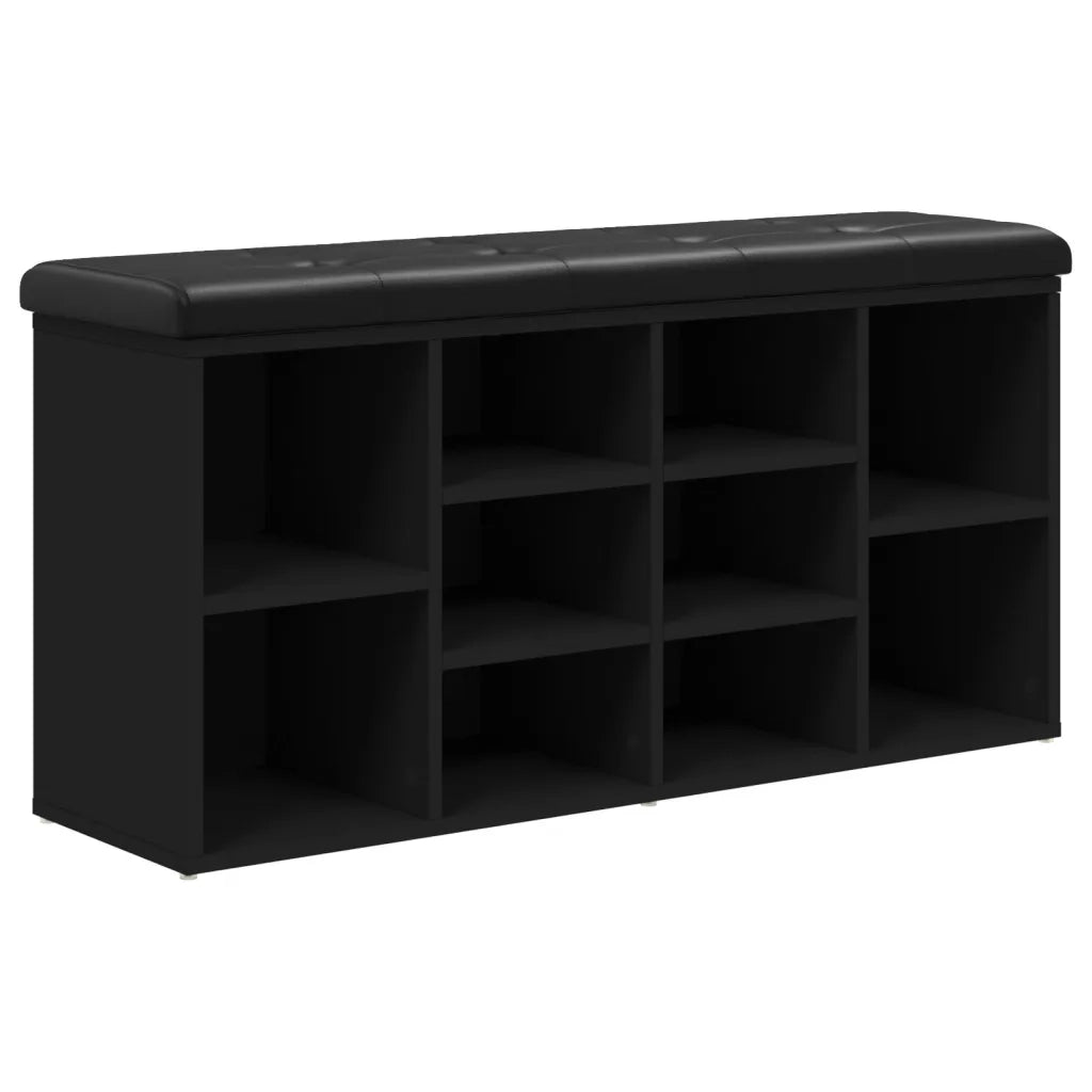 Panca Porta Scarpe-Sgabello-Panca Scarpiera Nera 102x32x50 cm in Legno Multistrato 772478