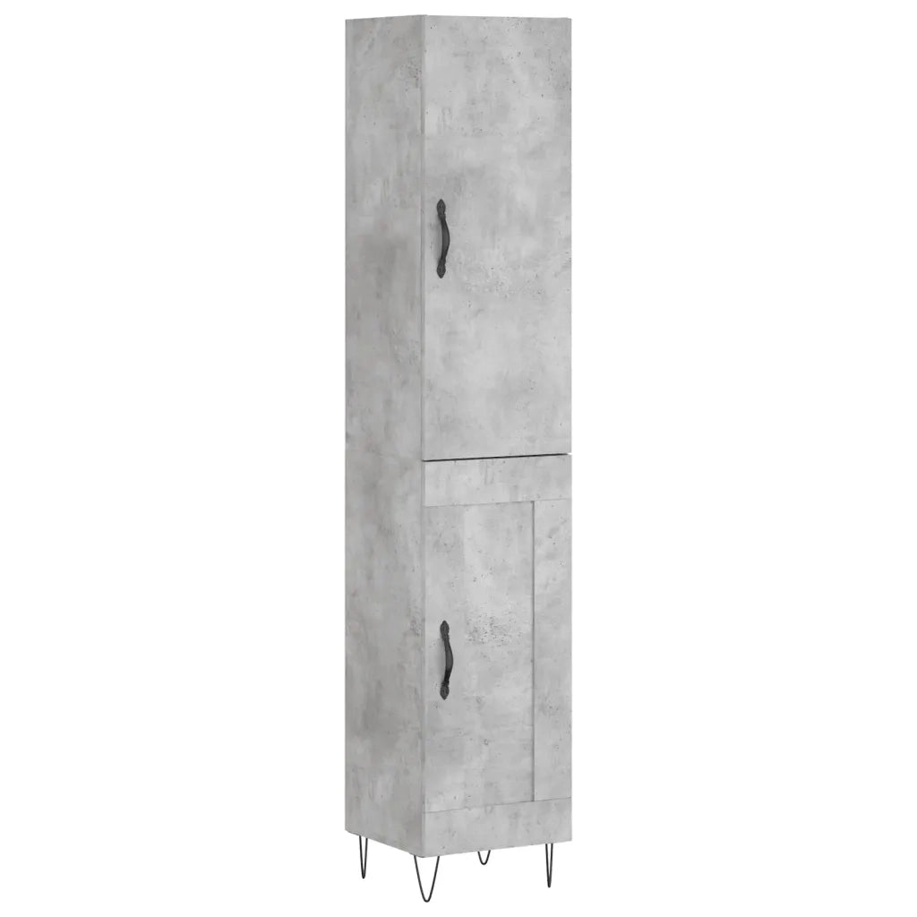 Credenza-Buffet-Armadio da cucina Grigio Cemento 34,5x34x180 cm in Legno Multistrato 644636