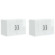 Set di 2 pensili da cucina moderni con ampio spazio contenitivo 60 x 31 x 40 cm realizzati in legno composito bianco lucido 02_0053602