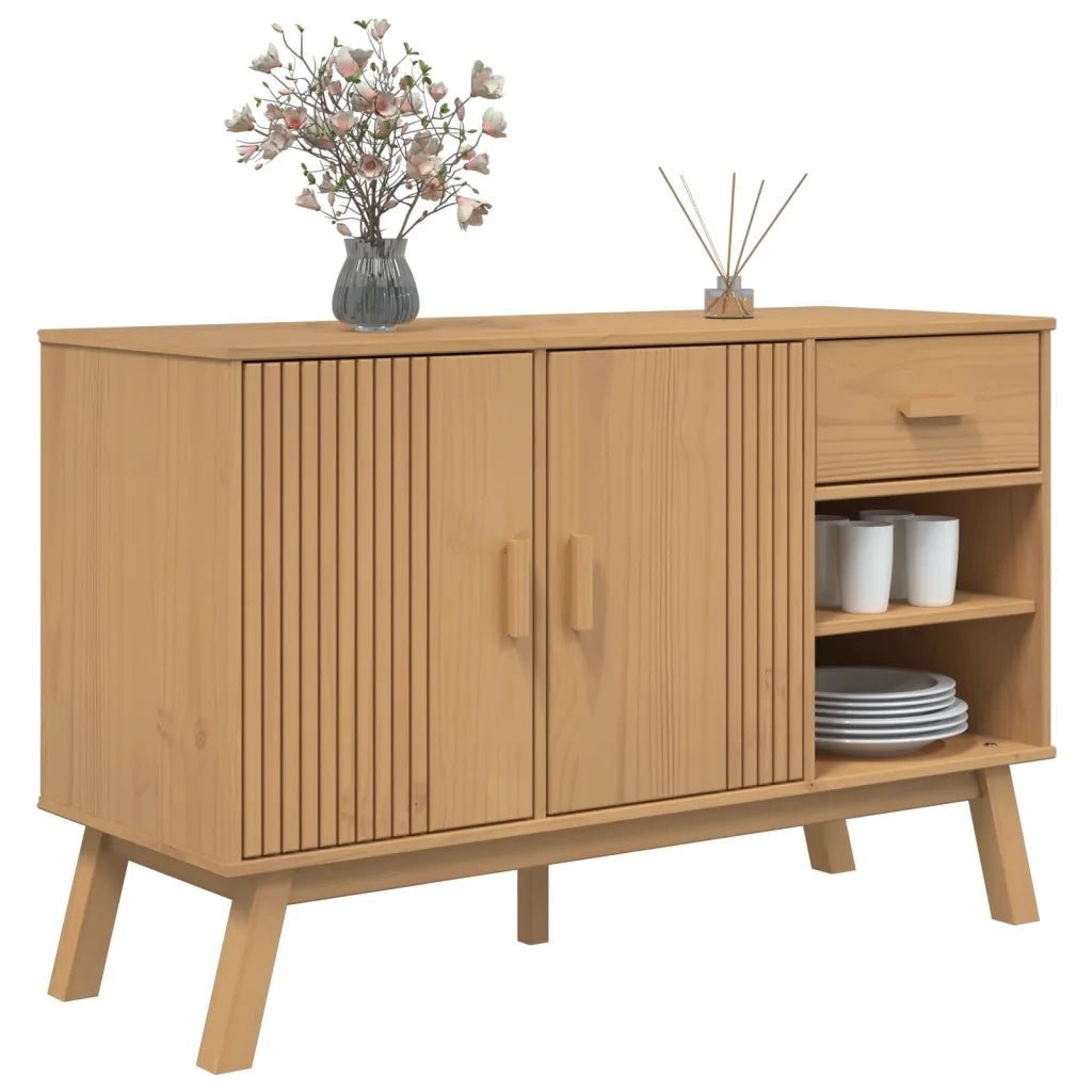Credenza | Madia | Buffet da pranzo | Armadio da pranzo OLDEN Marrone 114x43x73,5 cm in Legno Massello di Pino