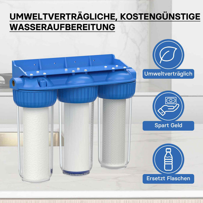 Naturewater NW-BR10B4 Filtro acqua a cartuccia, 3 stadi 26,16 mm con cartucce filtranti per filtrazione acqua