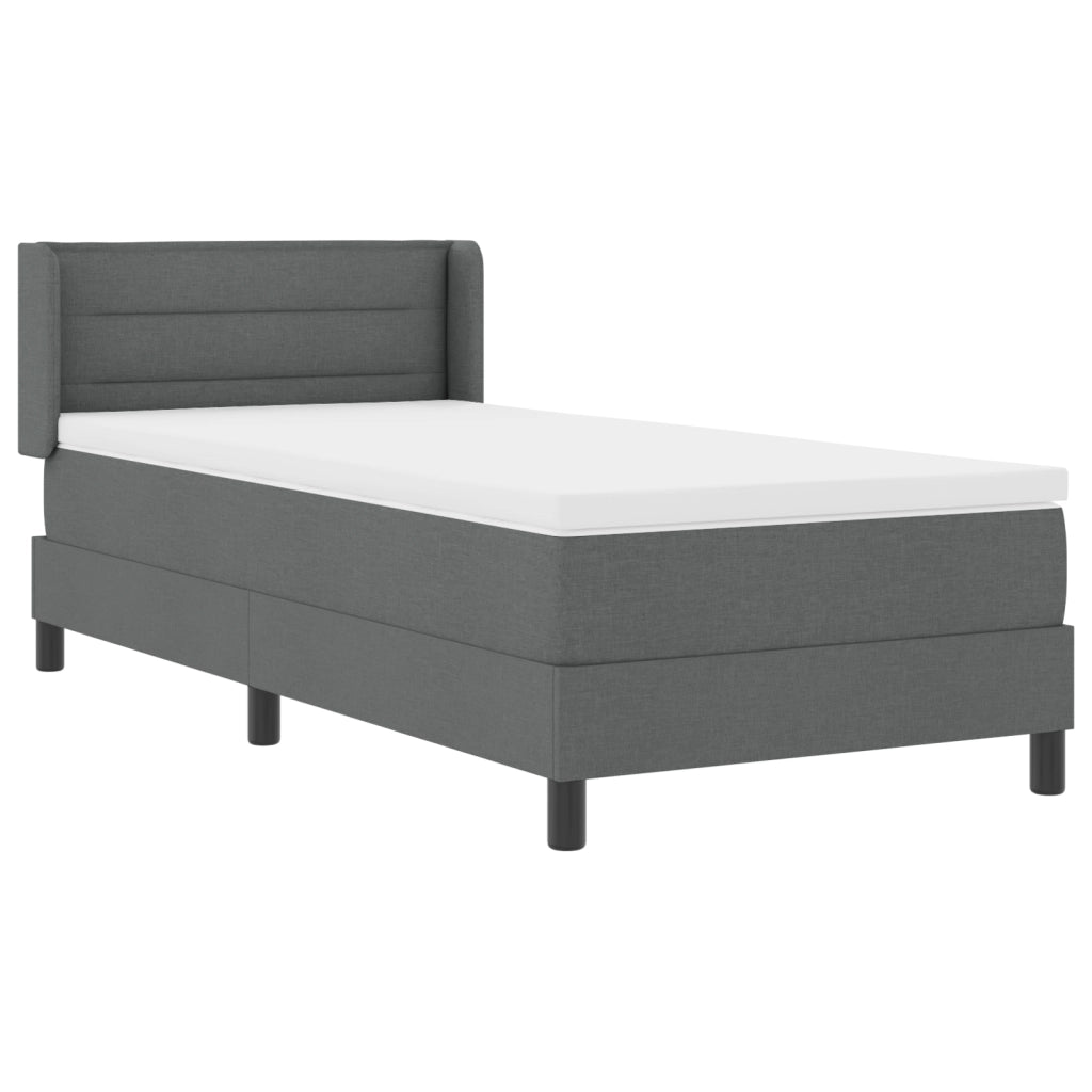 Letto Box Spring  con Materasso Grigio Scuro 100x200 cm Tessuto