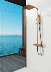 Colonna doccia quadrata con miscelatore INVERTER - rame