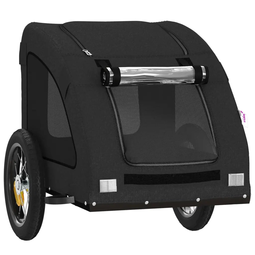 Rimorchio da Bici per Animali Nero Oxford e Ferro 93954
