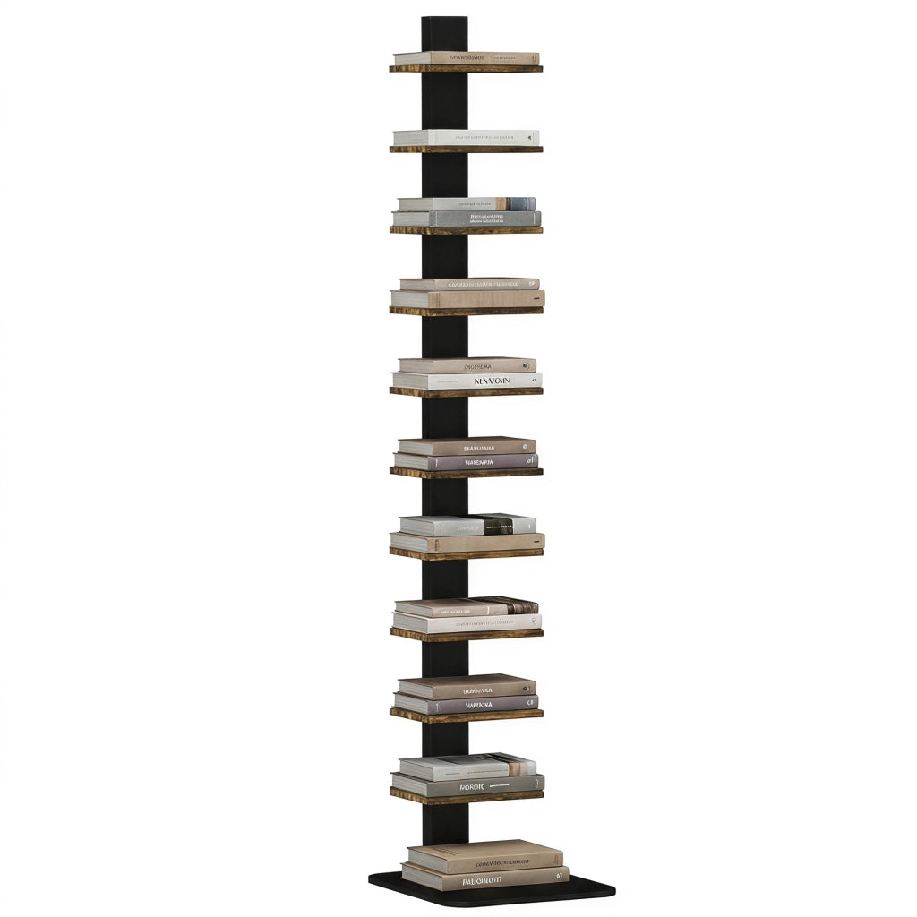 Libreria Torre 11 Ripiani, Scaffale Alto e Stretto Salvaspazio, Marrone Rustico