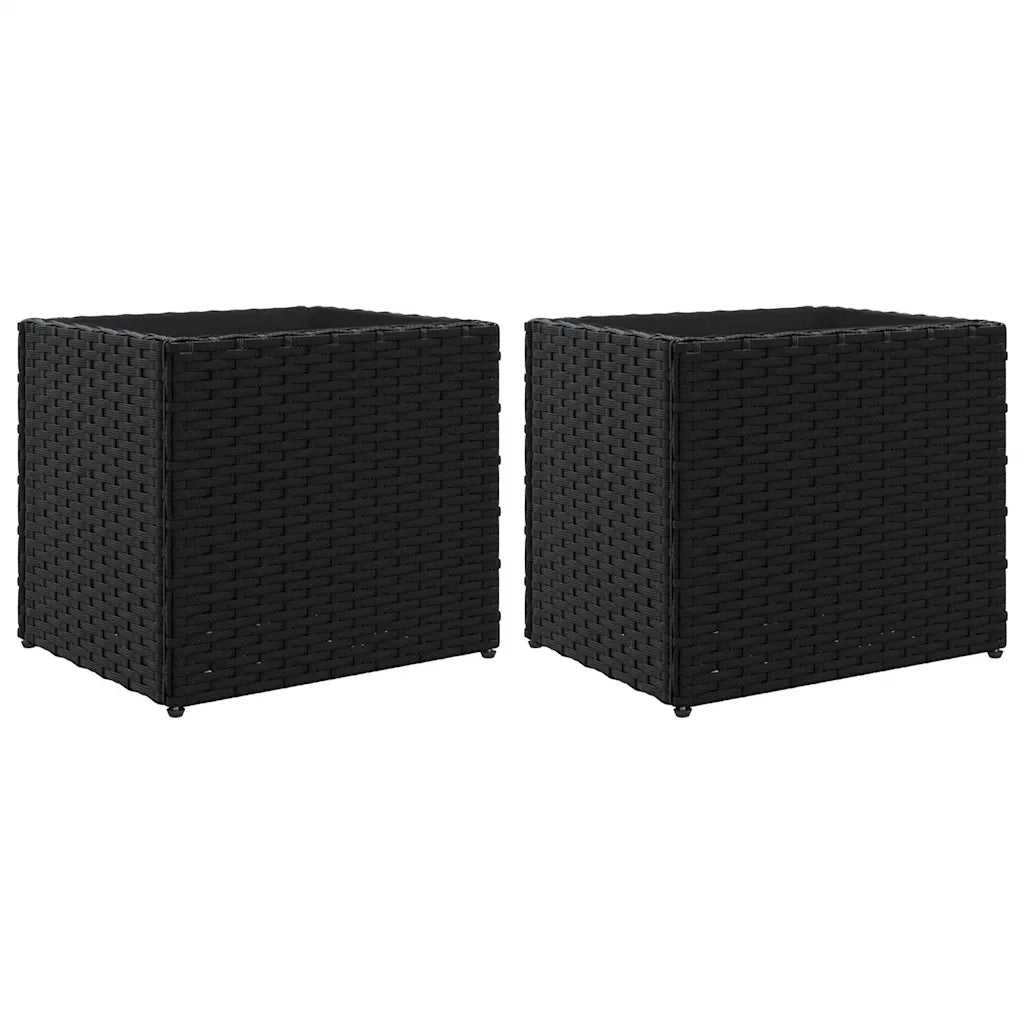 Fioriere da Giardino 2 pz Nere 36x30x32 cm in Polyrattan 3210531