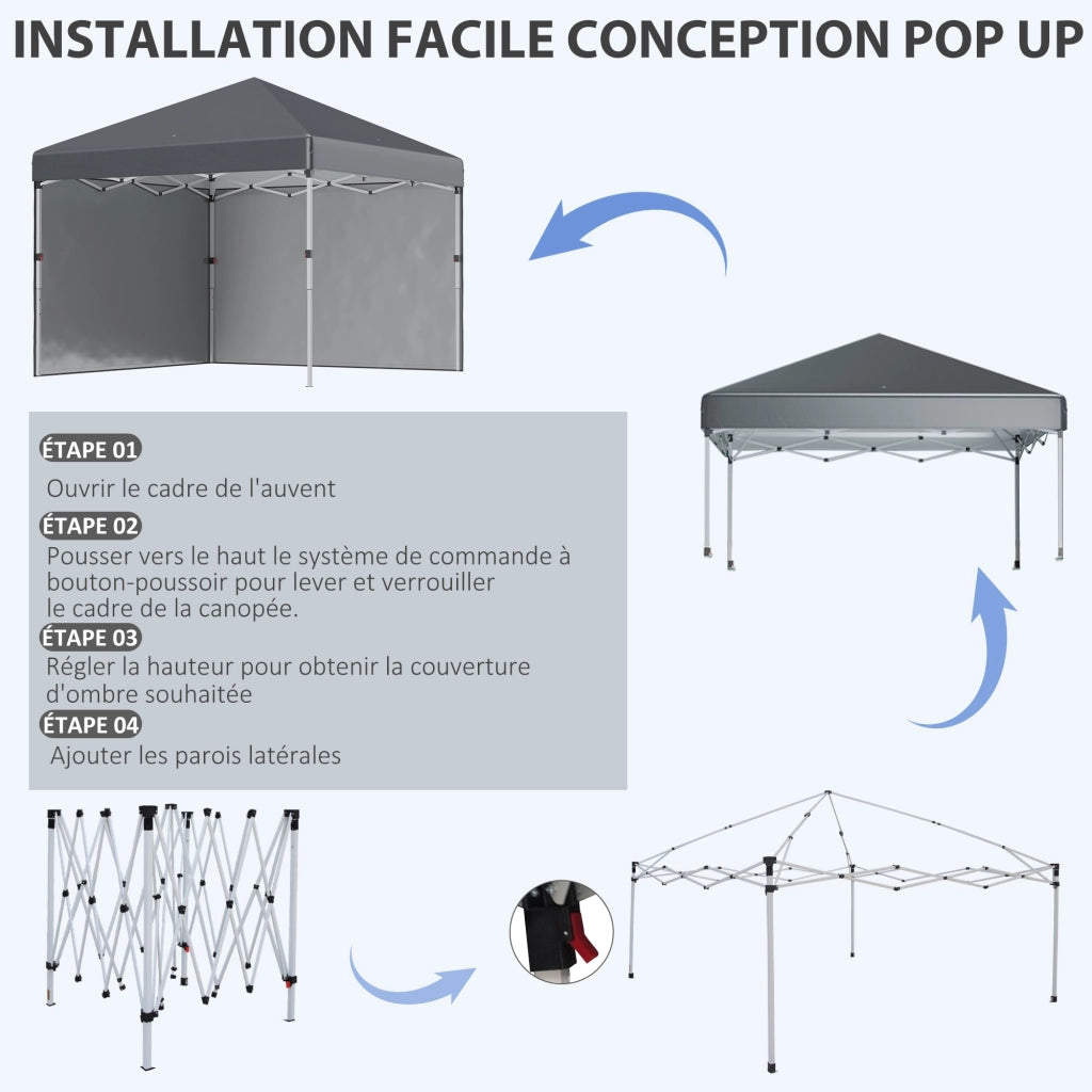 Tonnelle da giardino pieghevole ¨C zephmum ¨C 2 pareti laterali, protezione UV 30+, sacco di trasporto