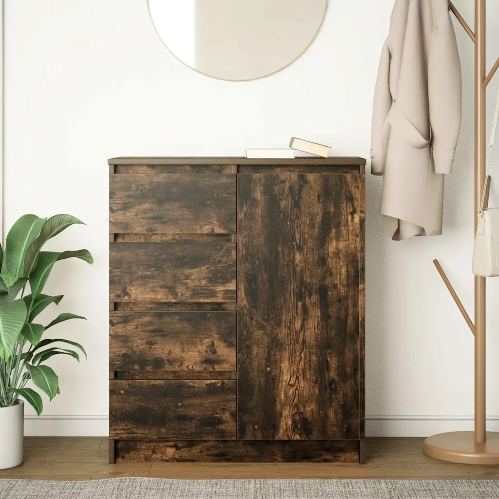 Credenza con Cassetti Rovere Fumo 71x35x84 cm in Truciolato