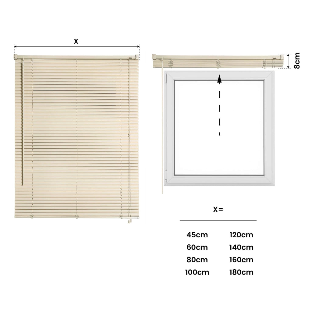 Tende Veneziane in Alluminio con Corda Beige 45x130