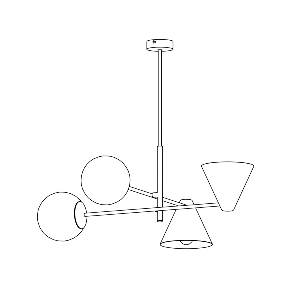 Plafoniera Moderna Industrial Njord 4 Luci Nero