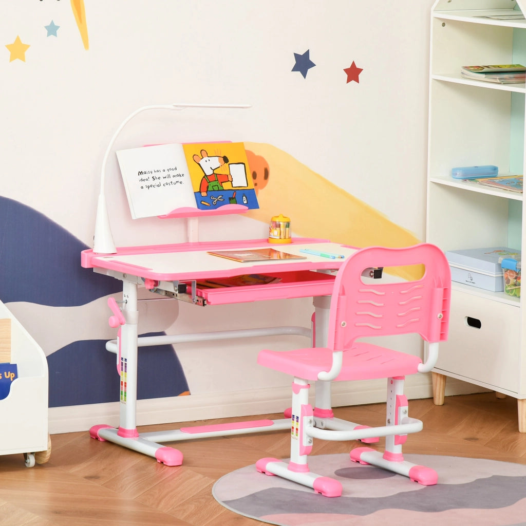 Scrivania regolabile per bambini ¨C zephmum ¨C rosa 80x49.5x82-104 cm