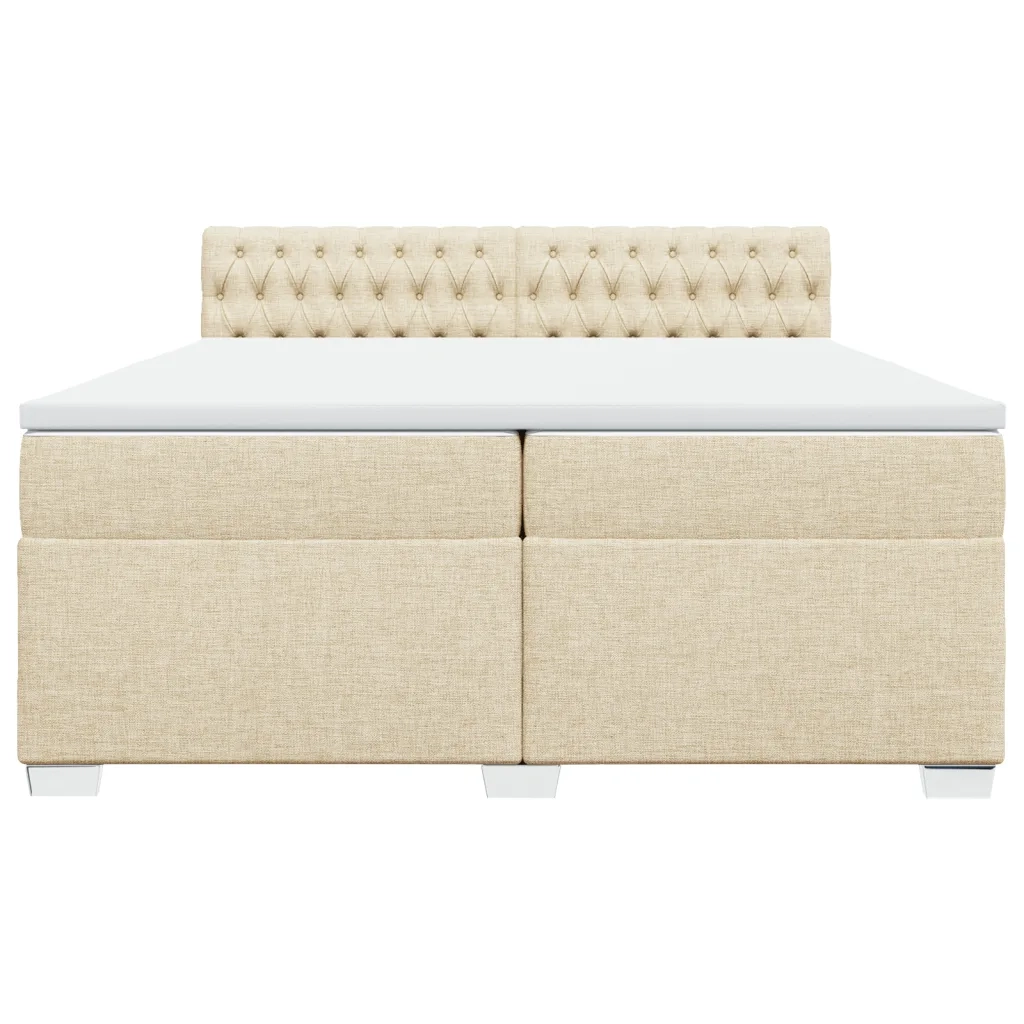 vidaXL Giroletto a Molle con Materasso Crema 200x200 cm in Tessuto