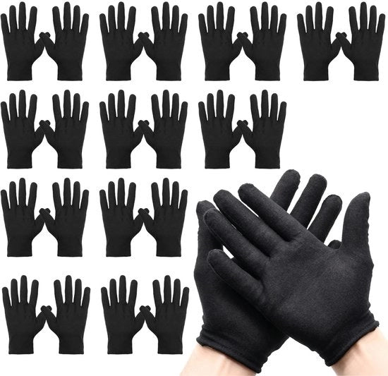 Manopole di cotone 12 pezzi - Manopole morbide - Riciclabili - Idonee per cura delle mani - 22 cm - Nero