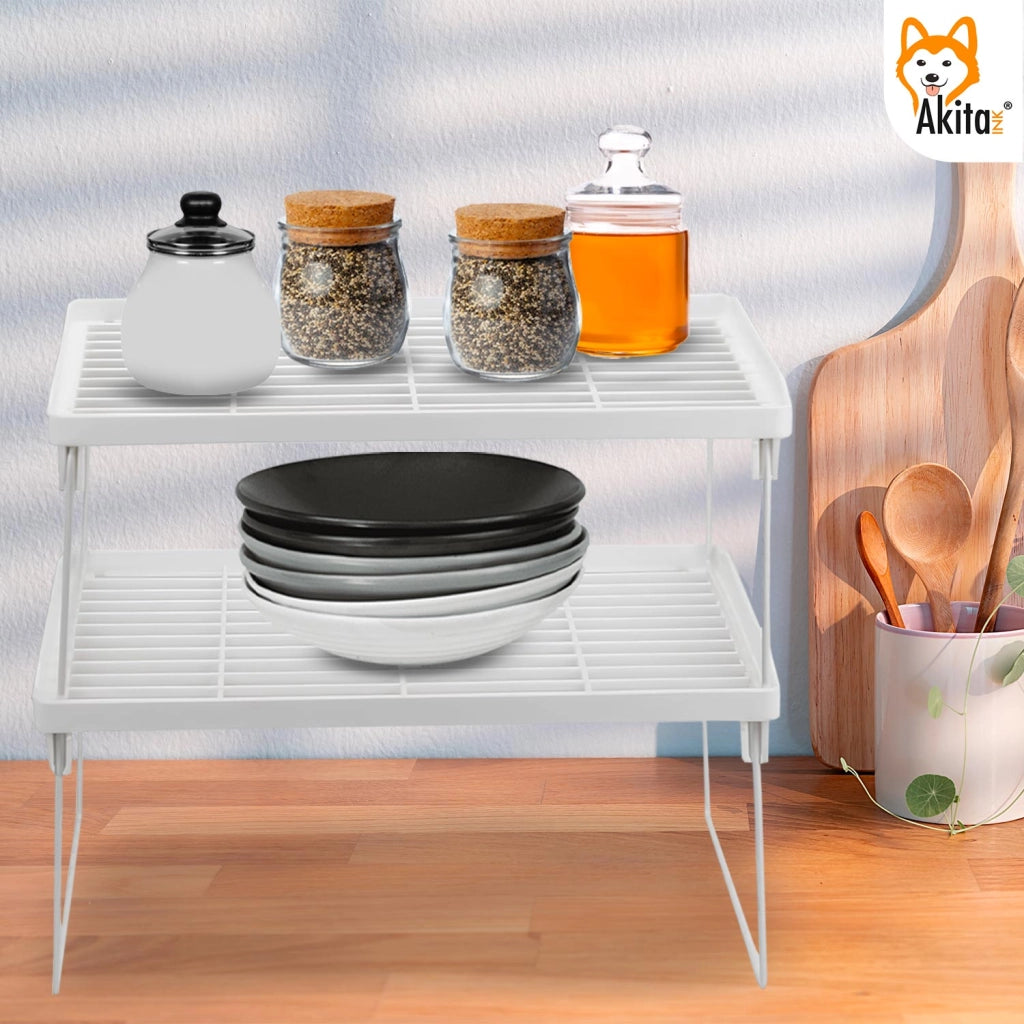 Set 2 Scaffali Portaspezie Akitaink Impilabili Bianchi