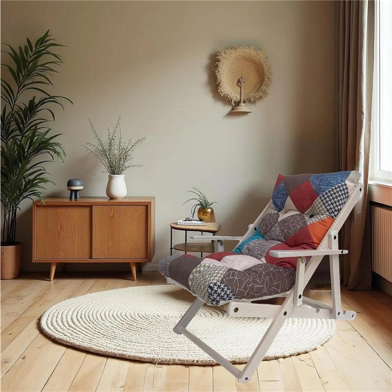 MAURY'S POLTRONA RELAX MAURYTCHWORK COMODONA IN LEGNO 3 POSIZIONI CON CUSCINO IMBOTTITO